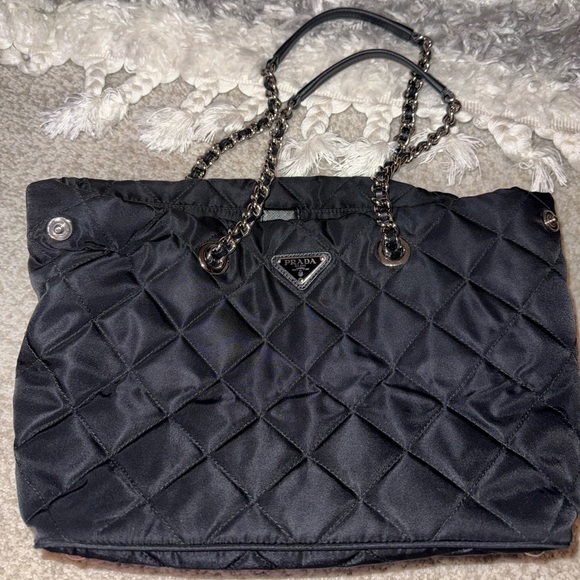 Prada Black Quilted Tote Bag - Picture 1 of 10